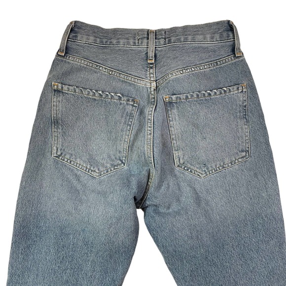Agolde Riley High Rise Striaght Crop Distressed Ankle Jeans Endeavor Size 23 - Picture 9 of 11